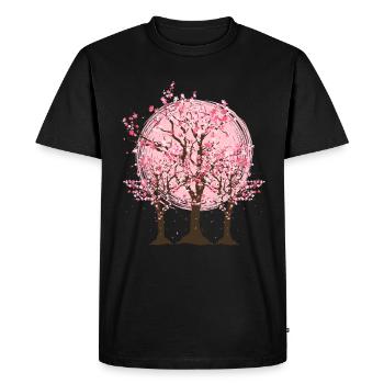 Cadeau de fleur de cerisier japonais Japon Sakura - T-shirt Premium bio Homme - noir - Devant - Nico (187cm)