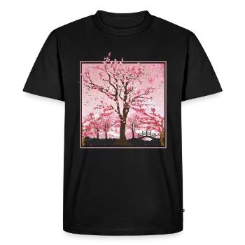 Japanese Cherry Blossom Gift Japan Sakura - Men's Premium Organic T-Shirt - black - Front - Nico (187cm)