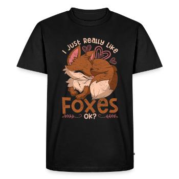 I really like foxes ok forest animal funny fox - Men's Premium Organic T-Shirt - black - Front - Nico (187cm)
