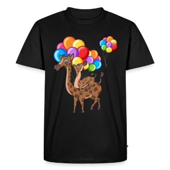 Afrique Animal Cadeau Mignon Ballon Girafe - T-shirt Premium bio Homme - noir - Devant - Nico (187cm)
