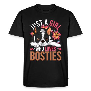 Fleurs Chiens Fille Bostie Cadeau Boston Terrier - T-shirt Premium bio Homme - noir - Devant - Nico (187cm)