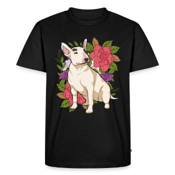 Dog Lover Cadeau Fleurs Chiens Bull Terrier - T-shirt Premium bio Homme - noir - Devant - Nico (187cm)