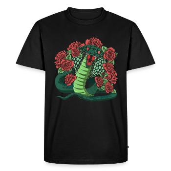 Roses Snake Animal Lover Reptile Gift Cobra - Men's Premium Organic T-Shirt - black - Front - Nico (187cm)