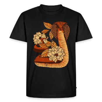 Vintage Flower Snake Gift Reptile Cobra - Men's Premium Organic T-Shirt - black - Front - Nico (187cm)