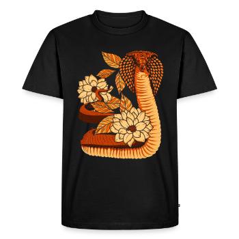Predator Snake Vintage Flowers Gift Cobra - Men's Premium Organic T-Shirt - black - Front - Nico (187cm)
