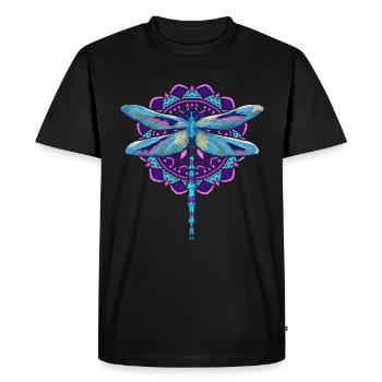Mandala Animal Lover Insect Gift Libellule - T-shirt Premium bio Homme - noir - Devant - Nico (187cm)
