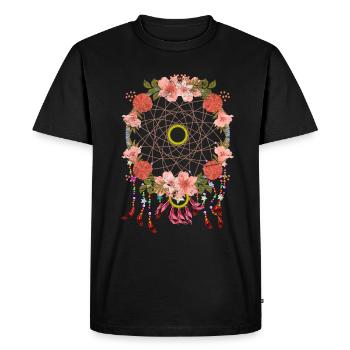 Boho Hippie Jewelry Gift Flower Dream Catcher - Men's Premium Organic T-Shirt - black - Front - Nico (187cm)