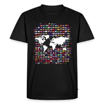 Map Flags Travel Gift World Map - Men's Premium Organic T-Shirt - black - Front - Nico (187cm)