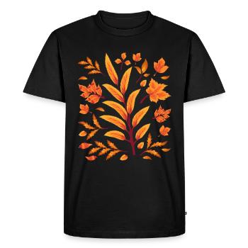 Deciduous Leaves Nature Tree Foliage Gift Autumn - Men's Premium Organic T-Shirt - black - Front - Nico (187cm)