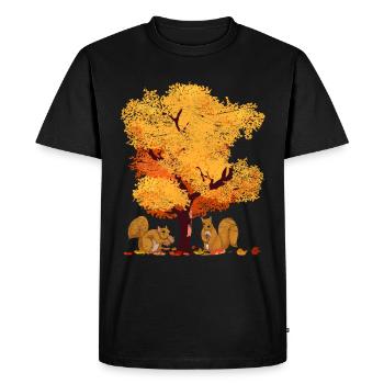 Arbre coloré feuillus feuilles feuillues feuillage cadeau automne - T-shirt Premium bio Homme - noir - Devant - Nico (187cm)