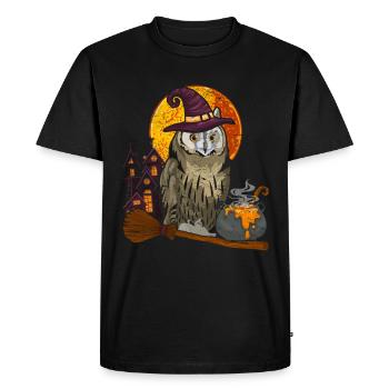 Chapeau de sorcière Wise Bird Cadeau Hibou d’Halloween - T-shirt Premium bio Homme - noir - Devant - Nico (187cm)
