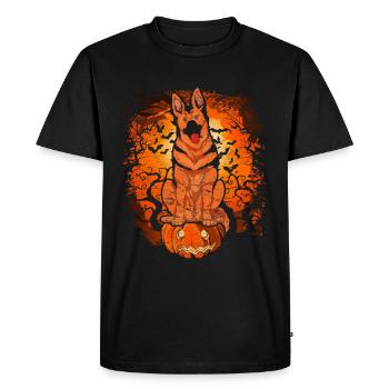 Chiens de citrouille Halloween Berger allemand - T-shirt Premium bio Homme - noir - Devant - Nico (187cm)