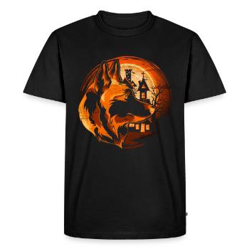 Moon Dog Cadeau Halloween Berger Allemand - T-shirt Premium bio Homme - noir - Devant - Nico (187cm)