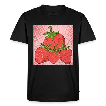 Fraises Fruits d’été Fruit Cadeau Fraise - T-shirt Premium bio Homme - noir - Devant - Nico (187cm)