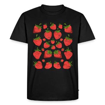 Fraises Fruits rouges Fruit Cadeau Fraise - T-shirt Premium bio Homme - noir - Devant - Nico (187cm)