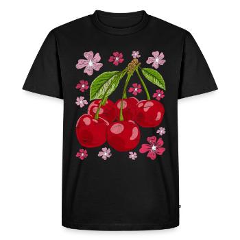 Cherry Blossom Summer Fruit Gift Sakura Cherry - Men's Premium Organic T-Shirt - black - Front - Nico (187cm)