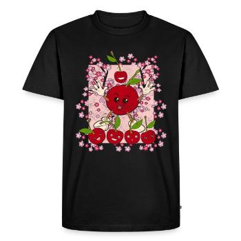 Cherry Blossoms Summer Fruit Gift Funny Cherry - Men's Premium Organic T-Shirt - black - Front - Nico (187cm)