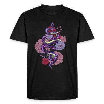 Reptile Animal Gift Pretty Floral Snake - Men's Premium Organic T-Shirt - black - Front - Nico (187cm)