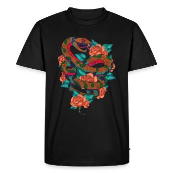 Flowers Predator Reptiles Gift Roses Snake - Men's Premium Organic T-Shirt - black - Front - Nico (187cm)