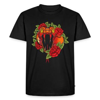Roses Predator Gift Flowers Reptile Snake - Men's Premium Organic T-Shirt - black - Front - Nico (187cm)