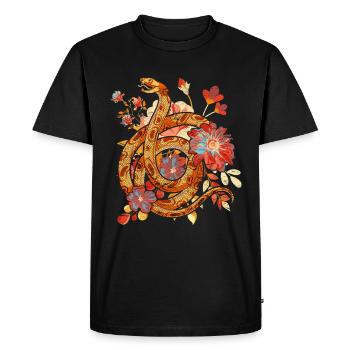 Vintage Flowers Predator Gift Reptile Snake - Men's Premium Organic T-Shirt - black - Front - Nico (187cm)