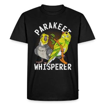 Parakeet Whispering Bird Gift Funny Parakeet - Men's Premium Organic T-Shirt - black - Front - Nico (187cm)