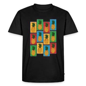 Fruits tropicaux Fruit Cadeau Pop Art Ananas - T-shirt Premium bio Homme - noir - Devant - Nico (187cm)