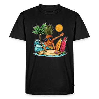 Fruit Fruit Fruit Cadeau Dabbing Surfer Ananas - T-shirt Premium bio Homme - noir - Devant - Nico (187cm)