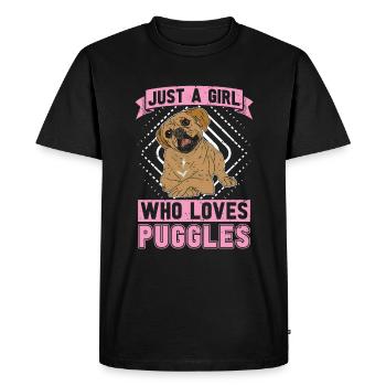 Juste une fille qui aime Puggles Chiens Puggle - T-shirt Premium bio Homme - noir - Devant - Nico (187cm)
