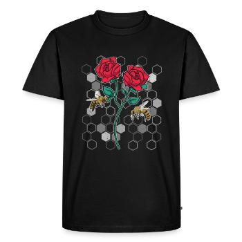 Jardin Fleurs Fleurs Cadeau Nature Abeille Rose - T-shirt Premium bio Homme - noir - Devant - Nico (187cm)