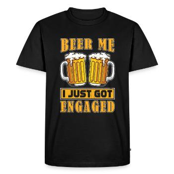 Give me beer I just got engaged Engagement - Men's Premium Organic T-Shirt - black - Front - Nico (187cm)