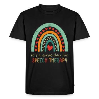 C’est un grand jour pour l’orthophonie - T-shirt Premium bio Homme - noir - Devant - Nico (187cm)