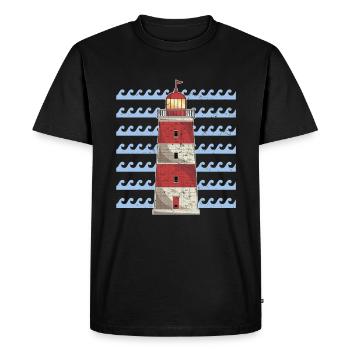 Mer vagues océan cadeau phare - T-shirt Premium bio Homme - noir - Devant - Nico (187cm)
