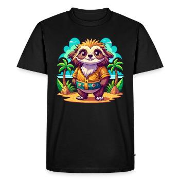 Paresseux mignon des vacances - T-shirt Premium bio Homme - noir - Devant - Nico (187cm)