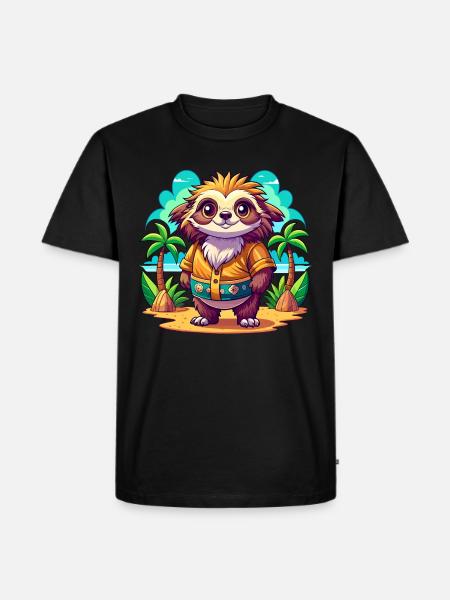 Süßes Urlaubsfaultier - Männer Premium Bio T-Shirt - Schwarz