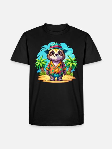 Cute holiday sloth - Men's Premium Organic T-Shirt - black