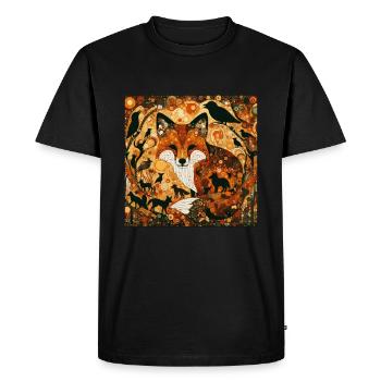 Fox foxes painting Klimt forest animal - Men's Premium Organic T-Shirt - black - Front - Nico (187cm)