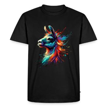 Alpaga Lama Amérique du Sud Coloré - T-shirt Premium bio Homme - noir - Devant - Nico (187cm)