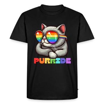 Cat Purride Gay Parade Pride Month LGBTQ Rainbow - Men's Premium Organic T-Shirt - black - Front - Nico (187cm)