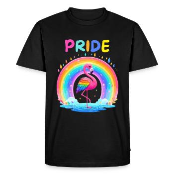 Flamingo Regenbogen Pride Month LGBTQ Divers Liebe - Männer Premium Bio T-Shirt - Schwarz - Vorne - Nico (187cm)