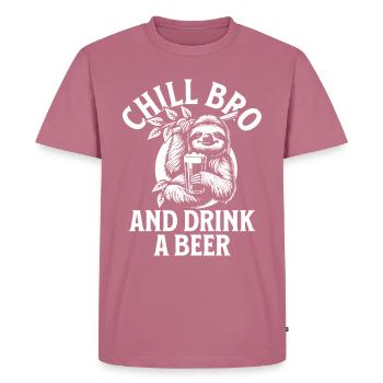 CHILL BRO AND DRINK A BEER - Männer Premium Bio T-Shirt - Mauve - Vorne - Nico (187cm)