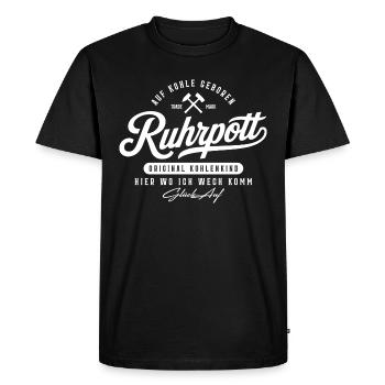 Ruhrpott Ruhrgebiet Typo Badge - Männer Premium Bio T-Shirt - Schwarz - Vorne - Nico (187cm)