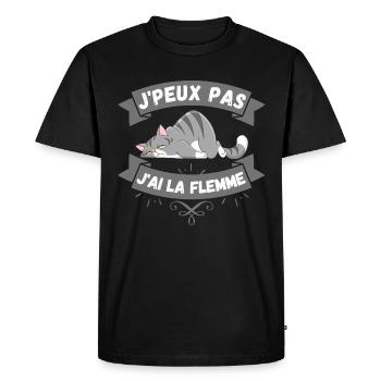 Je peux pas j'ai la flemme - T-shirt Premium bio Homme - noir - Devant - Nico (187cm)