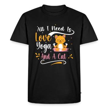 Yoga Chat Méditation Relaxation Chaton Chats - T-shirt Premium bio Homme - noir - Devant - Nico (187cm)