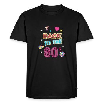 Devise des années 80 - Style des années 80 - Le meilleur des années 80 - T-shirt Premium bio Homme - noir - Devant - Nico (187cm)