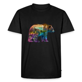 Grizzly bear with forest and nature silhouettes - Men's Premium Organic T-Shirt - black - Front - Nico (187cm)
