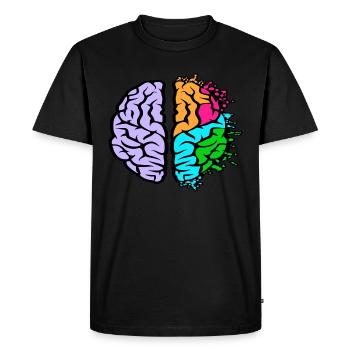 Buntes de cerveau colorés Gehirn - T-shirt Premium bio Homme - noir - Devant - Nico (187cm)