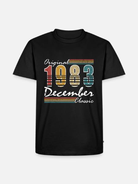 40 år gammel - førti bursdag desember 1983 - Premium økologisk T-skjorte for menn - svart