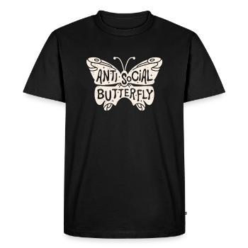 Anti social butterfly introverti asocial - T-shirt Premium bio Homme - noir - Devant - Nico (187cm)