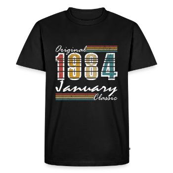 janvier 1984 | Janvier 1984 Jubilé 1984 - T-shirt Premium bio Homme - noir - Devant - Nico (187cm)